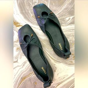 FRAME Green Leather Ballet, Size 38.5